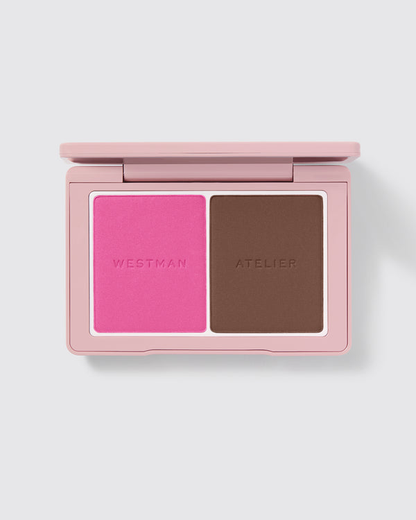 Powder Duos palette open showing the Poppet / Ganache shades. 