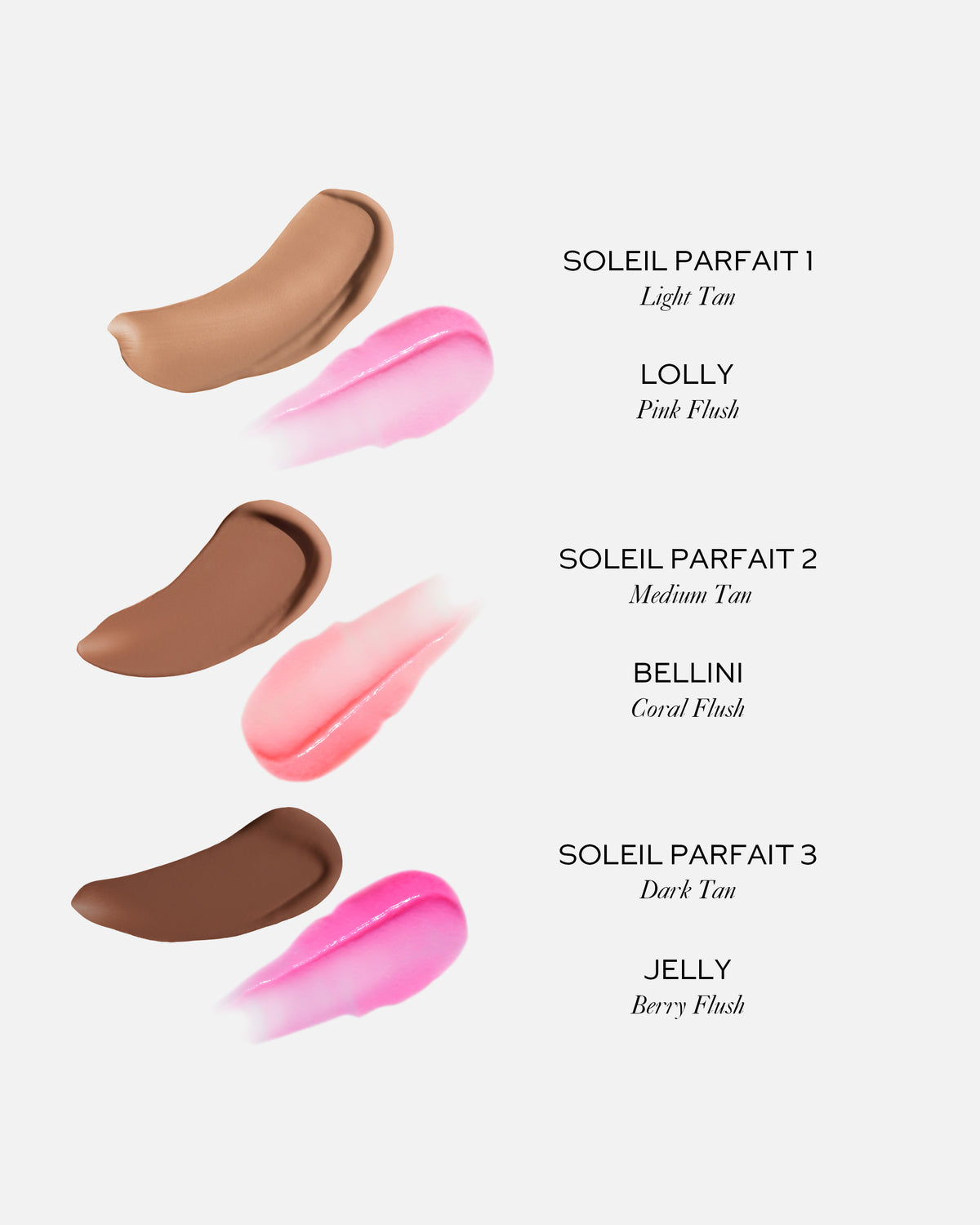 Petite Sun Tone and Glassy Flush Swatches 